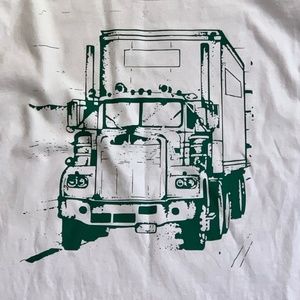 Handmade Trucker T-Shirt on Lands End Long Sleeve T-Shirt.  1970s Semi Truck